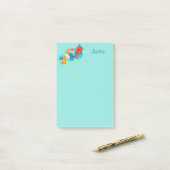 Turquoise Tropische Bloemen Gepersonaliseerd 4x6 Post-it® Notes (Op bureau)