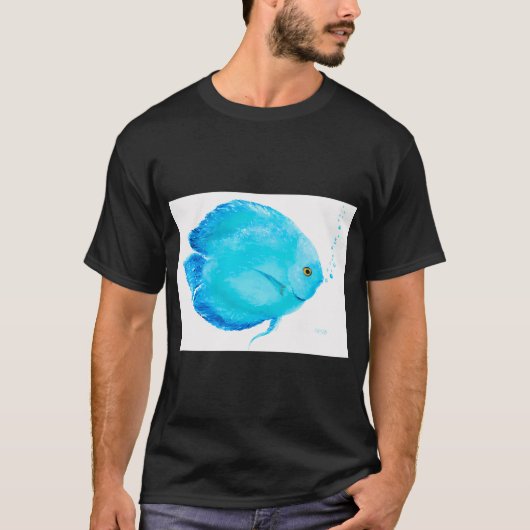 Turquoise Tropische Discusvis T-shirt (Voorkant)