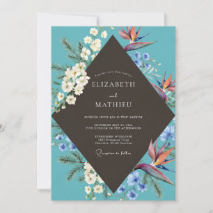 Turquoise Tropische Exotische Eucalyptus Bruiloft Kaart