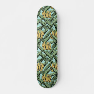 Turquoise Tropische Gele Bananen en Bladeren Persoonlijk Skateboard