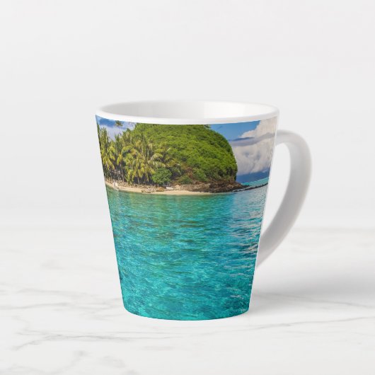 Turquoise tropische wateren Bora Bora Lagoon Foto Latte Mok (Rechterhoek)