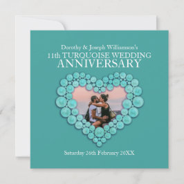 Turquoise trouwjubileum 11 jaar foto kaart