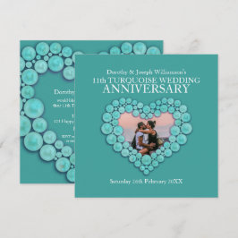 Turquoise trouwjubileum 11 jaar foto kaart