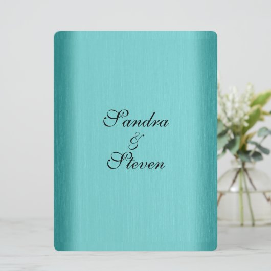 Turquoise Trouwkaart Kaart (Staand voorkant)