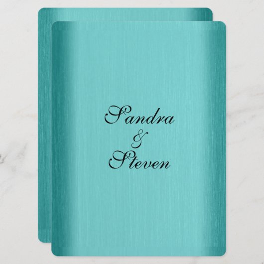 Turquoise Trouwkaart Kaart (Voorkant / Achterkant)