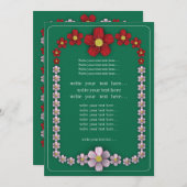 turquoise trouwkaart met bloemen kaart (Voorkant / Achterkant)