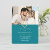 Turquoise Trouwuitnodiging met QR-code Kaart (Staand voorkant)