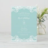 Turquoise Turkoois Wit Kant Elegant Bruidsmeisjesh Kaart (Staand voorkant)