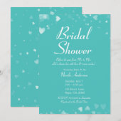 Turquoise Turkoois & Witte Harten Bruidsbruiloft C Kaart (Voorkant / Achterkant)