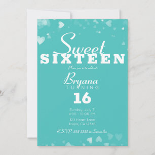Turquoise Turkoois & Witte Harten Chique Zoete 16 Kaart