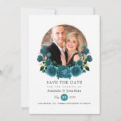 Turquoise - Turquoise en gouden bloemfotografen va Save The Date (Voorkant)