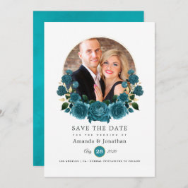 Turquoise - Turquoise en gouden bloemfotografen va Save The Date