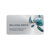Turquoise Turtle Silver Etiket (Voorkant)