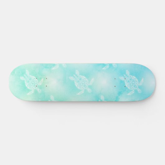 Turquoise Turtles Pattern Tropical Coastal Persoonlijk Skateboard (Horizontaal)