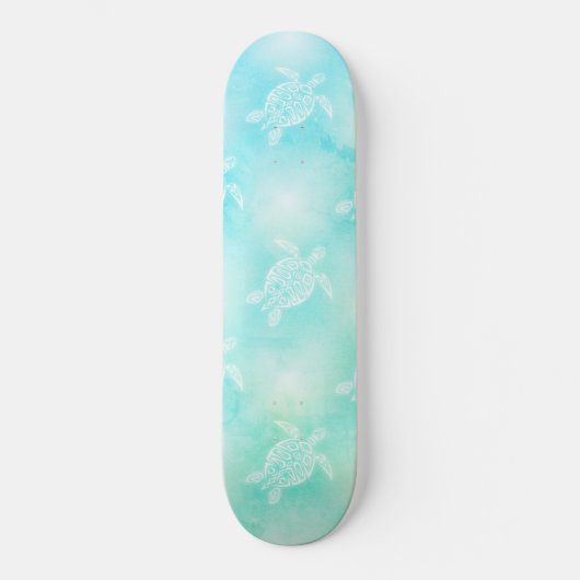 Turquoise Turtles Pattern Tropical Coastal Persoonlijk Skateboard (Voorkant)
