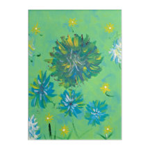 Turquoise Twinkle Bloemen Acryl Wall Art