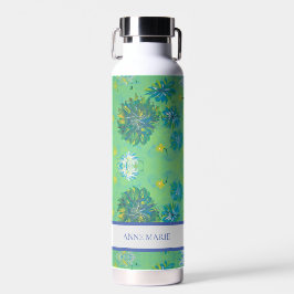 Turquoise Twinkles Floral aangepaste waterfles