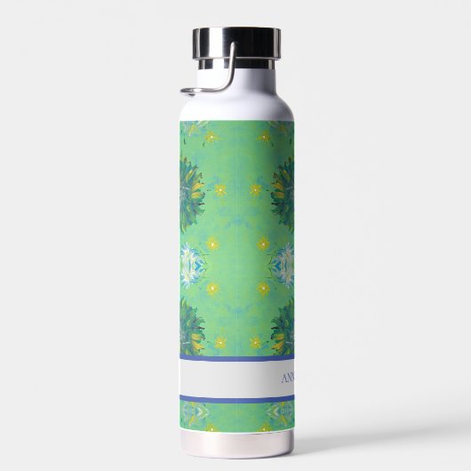 Turquoise Twinkles Floral aangepaste waterfles (Rechts)