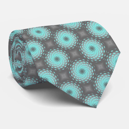 Turquoise Twirl Pattern Dot Stropdas (Opgerold)