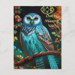 Turquoise Uil Mist je Briefkaart
