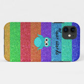 Turquoise uil regenboog glitters Case-Mate iPhone case (Achterkant (horizontaal))