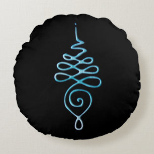 Turquoise Unalome Rond Kussen