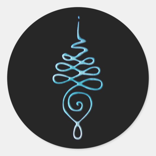Turquoise Unalome Ronde Sticker (Voorkant)