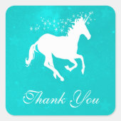 Turquoise Unicorn Dank je Stickers (Voorkant)