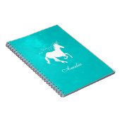 Turquoise Unicorn Gepersonaliseerd Notitieboek (Rechterzijde)