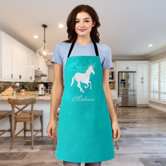Turquoise Unicorn Gepersonaliseerd Schort
