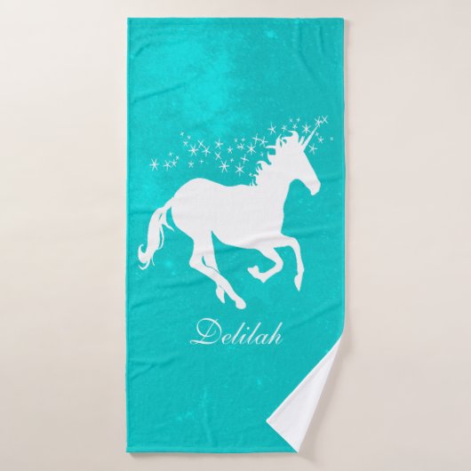 Turquoise Unicorn Personalized Bath Towel Set Bad Handdoek (Badhanddoek)