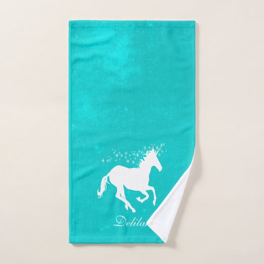 Turquoise Unicorn Personalized Bath Towel Set Bad Handdoek (Handdoek)