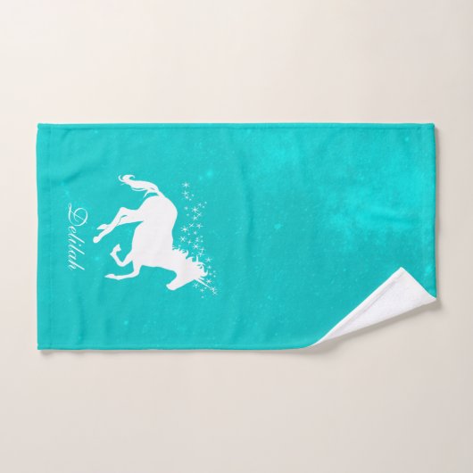Turquoise Unicorn Personalized Bath Towel Set Bad Handdoek (Handdoek)