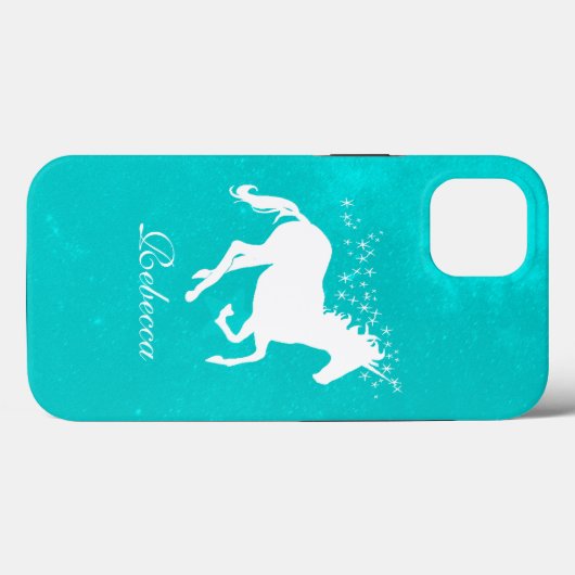 Turquoise Unicorn Personalized Case-Mate iPhone Case (Achterkant (horizontaal))