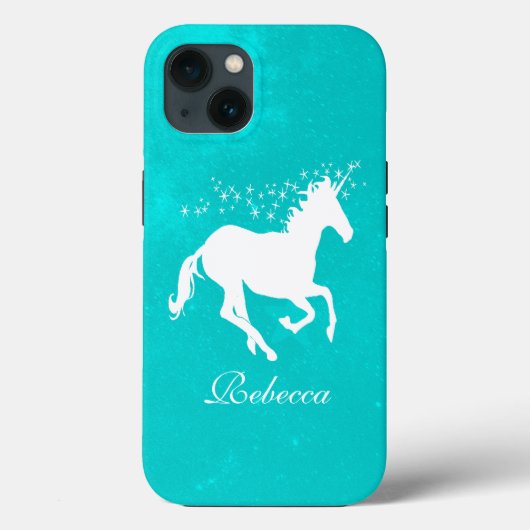 Turquoise Unicorn Personalized Case-Mate iPhone Case (Achterkant)