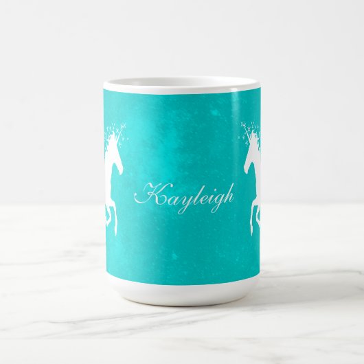 Turquoise Unicorn Personalized Coffee Mok (Center)