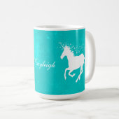 Turquoise Unicorn Personalized Coffee Mok (Voorkant rechts)