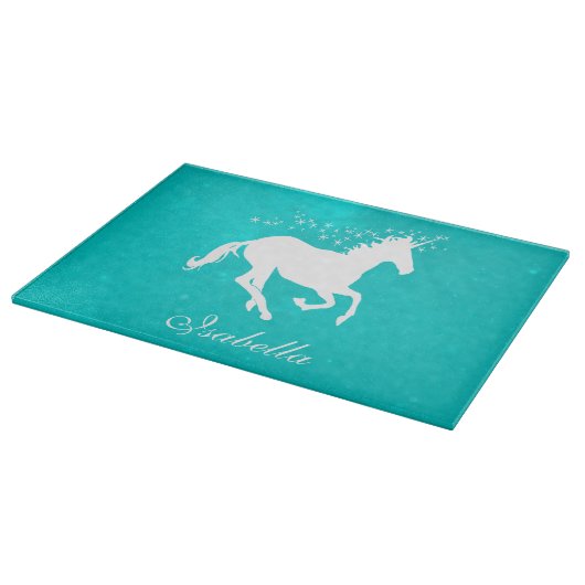 Turquoise Unicorn Personalized Cutting Board Snijplank (Hoek)