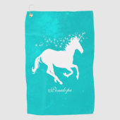 Turquoise Unicorn Personalized Golf Towel Golfhanddoek (Voorkant)