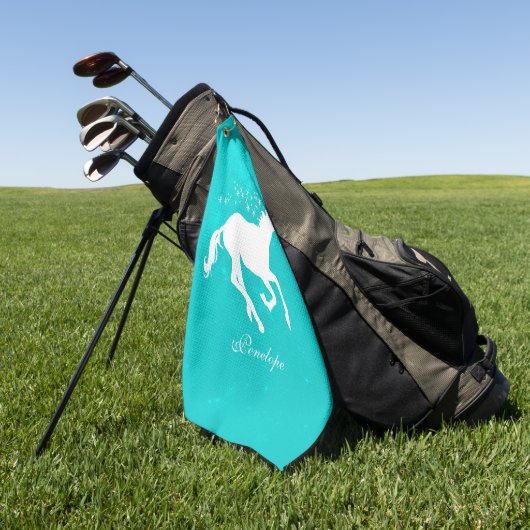 Turquoise Unicorn Personalized Golf Towel Golfhanddoek (Groen)