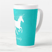 Turquoise Unicorn Personalized Latte Mok (Rechterhoek)
