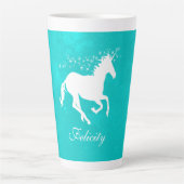 Turquoise Unicorn Personalized Latte Mok (Voorkant)