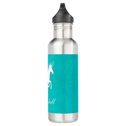 Turquoise Unicorn Personalized Waterfles (Rechts)
