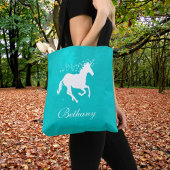 Turquoise Unicorn Persoonlijke Canvas tas