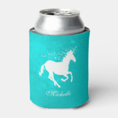 Turquoise Unicorn Persoonlijke Koelbox Blikjeskoeler (Blikje Voorkant)