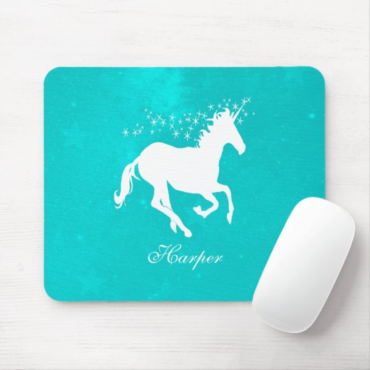 Turquoise Unicorn Persoonlijke Muismat (Met muis)