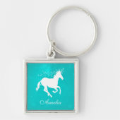 Turquoise Unicorn Persoonlijke Sleutelhanger (Voorkant)