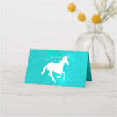 Turquoise Unicorn Reception Place Card Plaatskaartje (Achterkant)