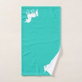 Turquoise Unicorn Silhouette Gepersonaliseerde Kin Bad Handdoek (Handdoek)
