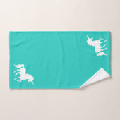 Turquoise Unicorn Silhouette Gepersonaliseerde Kin Bad Handdoek (Handdoek)